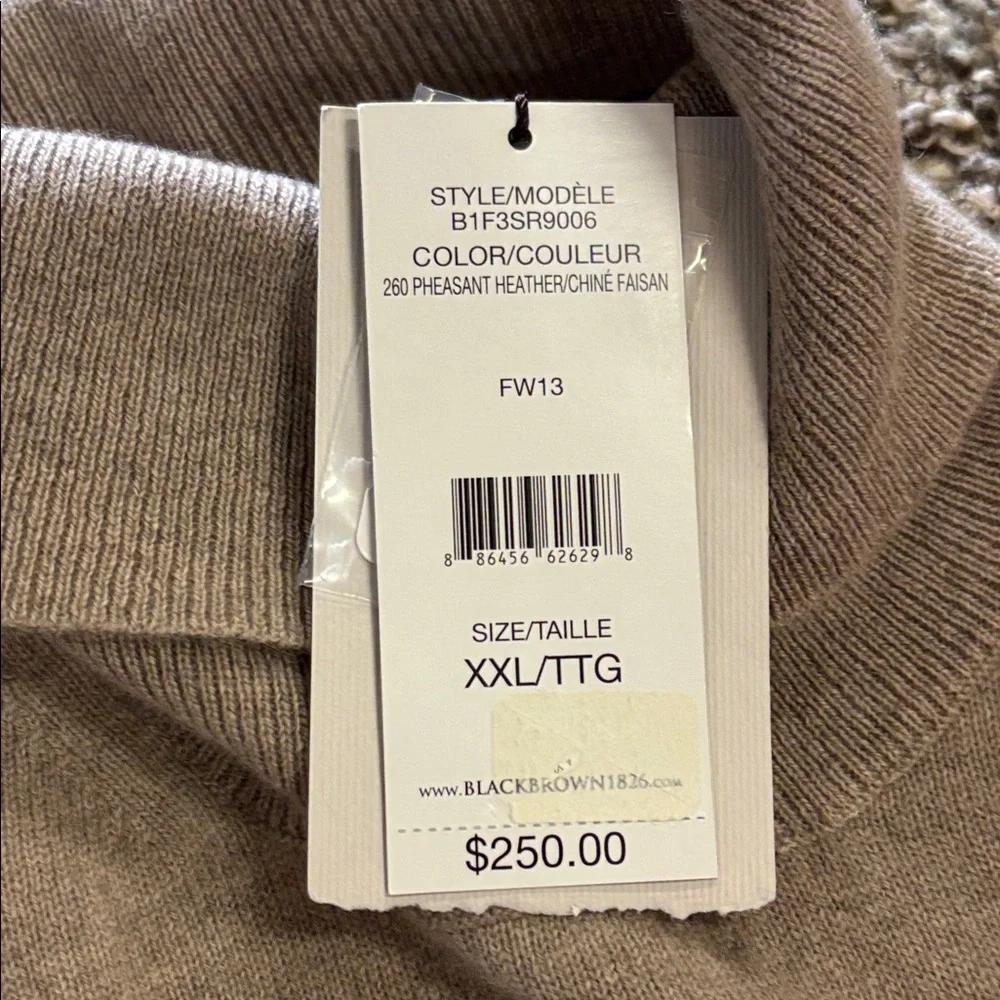 Men’s tan 2xlarge cashmere turtleneck NWT  by Black & Brown - Picture 2 of 4